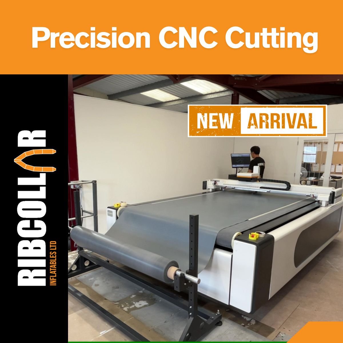 Man in Black shirt working on CNC machine for Ribcollar