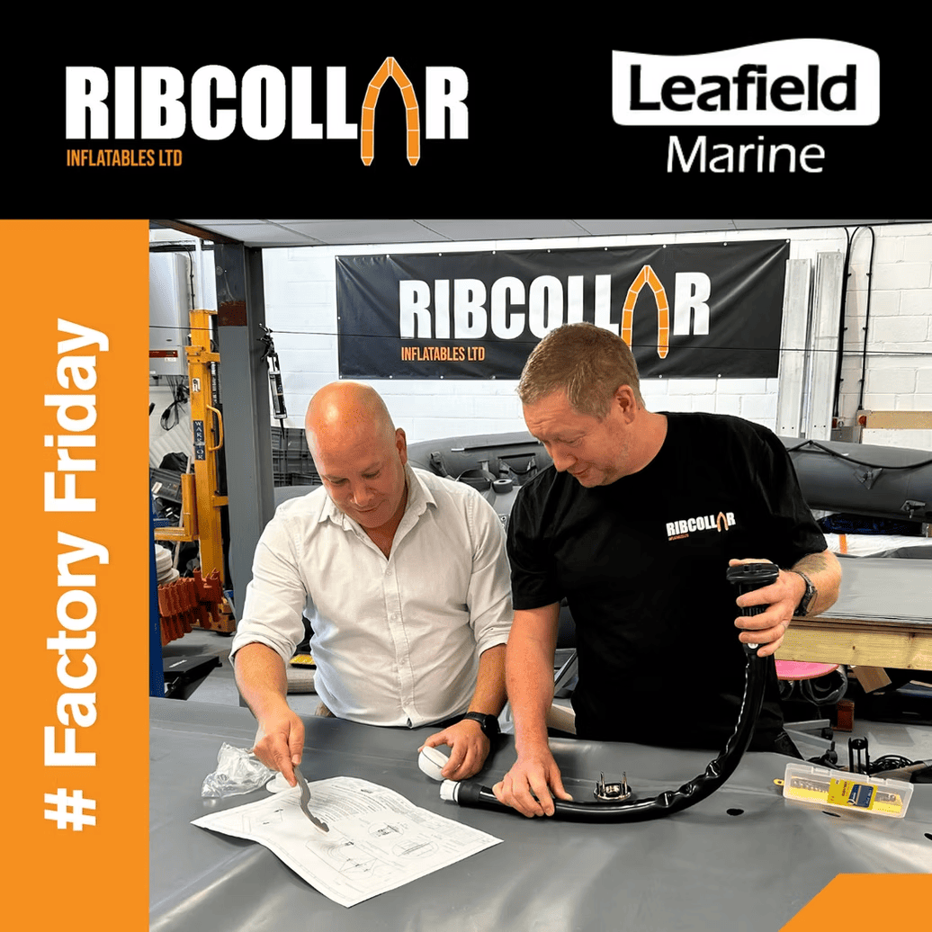 Leafield Marine engineer in conversation with Ribcollar Technician