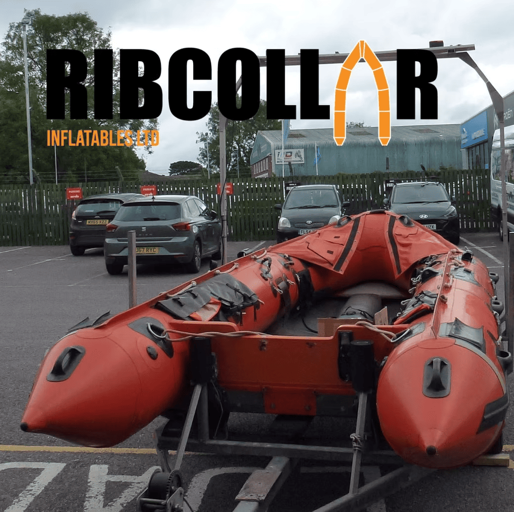 Orange RNLI D class Inflatable at the Ribcollar Factory