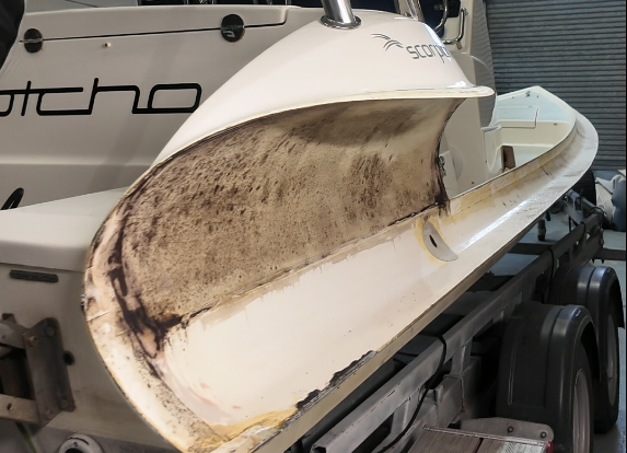 RIB hull flange assessment prior to retube at Ribcollar workshop Yeovil