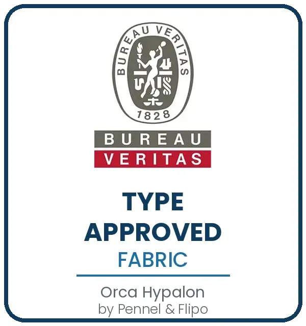 Bureau Veritas type approved Orca Hypalon fabric by Pennel and Flipo, used on Ribcollar RIB tubes